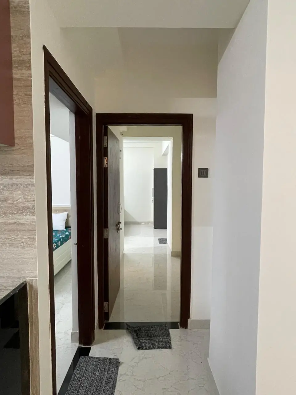Corridor inside a furnished flat at Prestige Stay